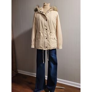 Banana Republic Heritage Women's XS Beige Fur Collar Classy Coat